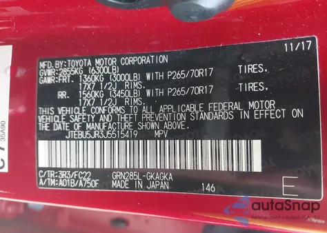 2018 Toyota 4Runner Trd Off Road z USA, uszkodzony, nr VIN JTEBU5JR3J5515419